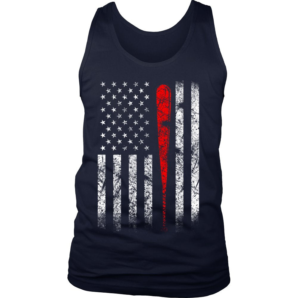 Baseball - American Flag T-shirt teelaunch District Mens Tank Navy S