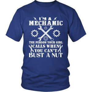 Mechanic Can Bust A Nut T-shirt teelaunch District Unisex Shirt Royal Blue S