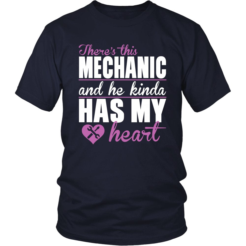 There's This Mechanic And He Kinda Has My Heart T-shirt teelaunch District Unisex Shirt Navy S