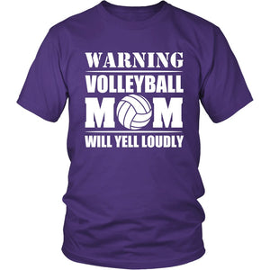 Warning - Volleyball Mom Will Yell Loudly T-shirt teelaunch District Unisex Shirt Purple S