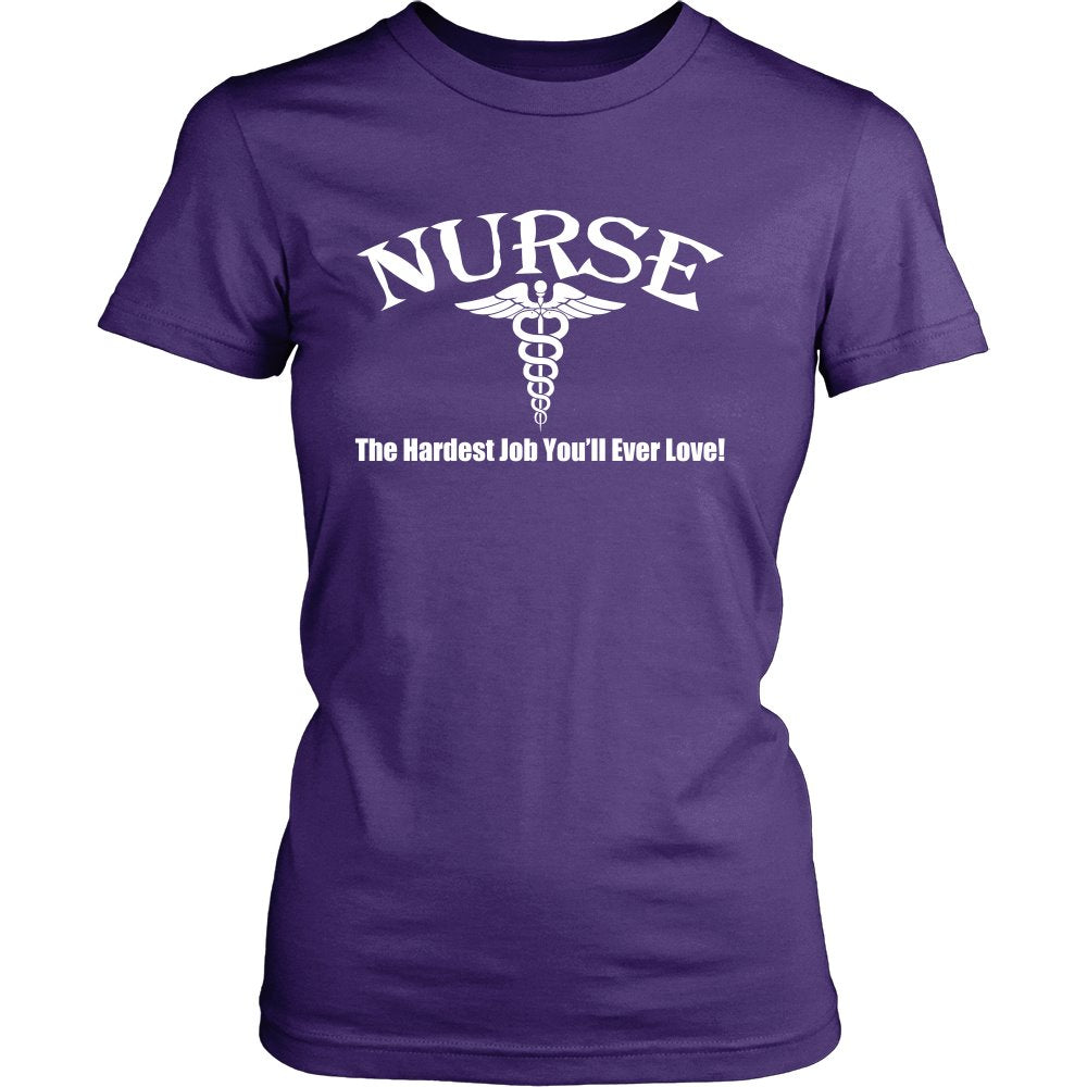 Nurse - The Hardest Job You'll Ever Love T-shirt teelaunch District Womens Shirt Purple S