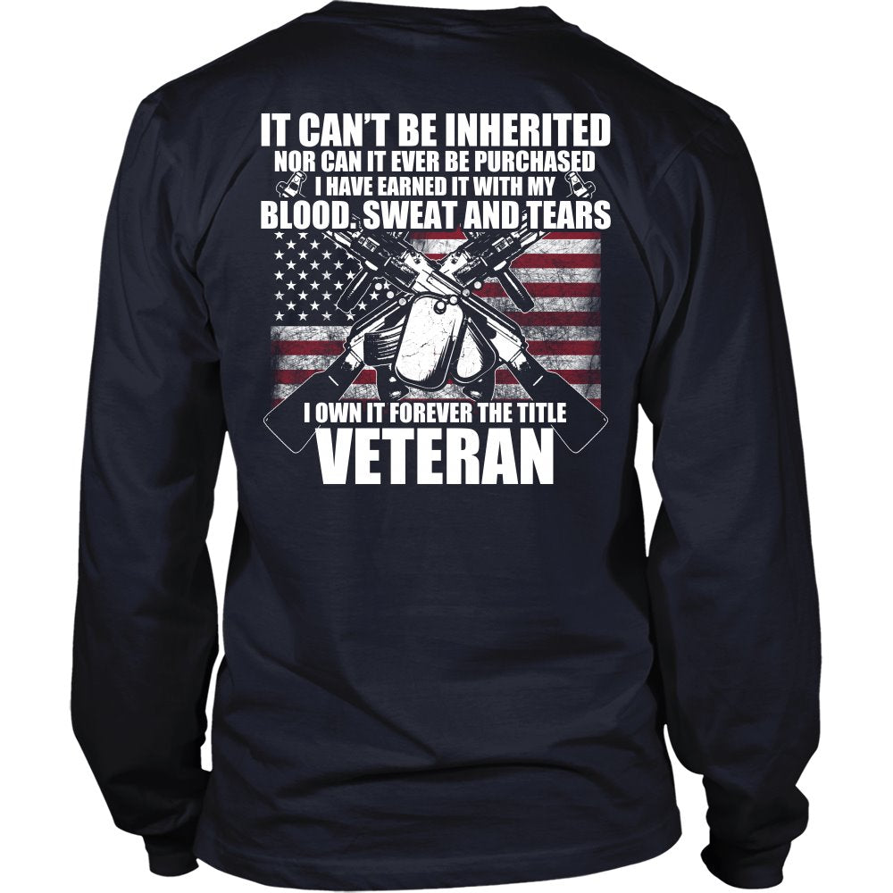 Veteran - I Own It Forever The Title T-shirt teelaunch District Long Sleeve Shirt Navy S