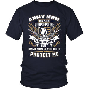 Proud Army Mom T-shirt teelaunch District Unisex Shirt Navy S