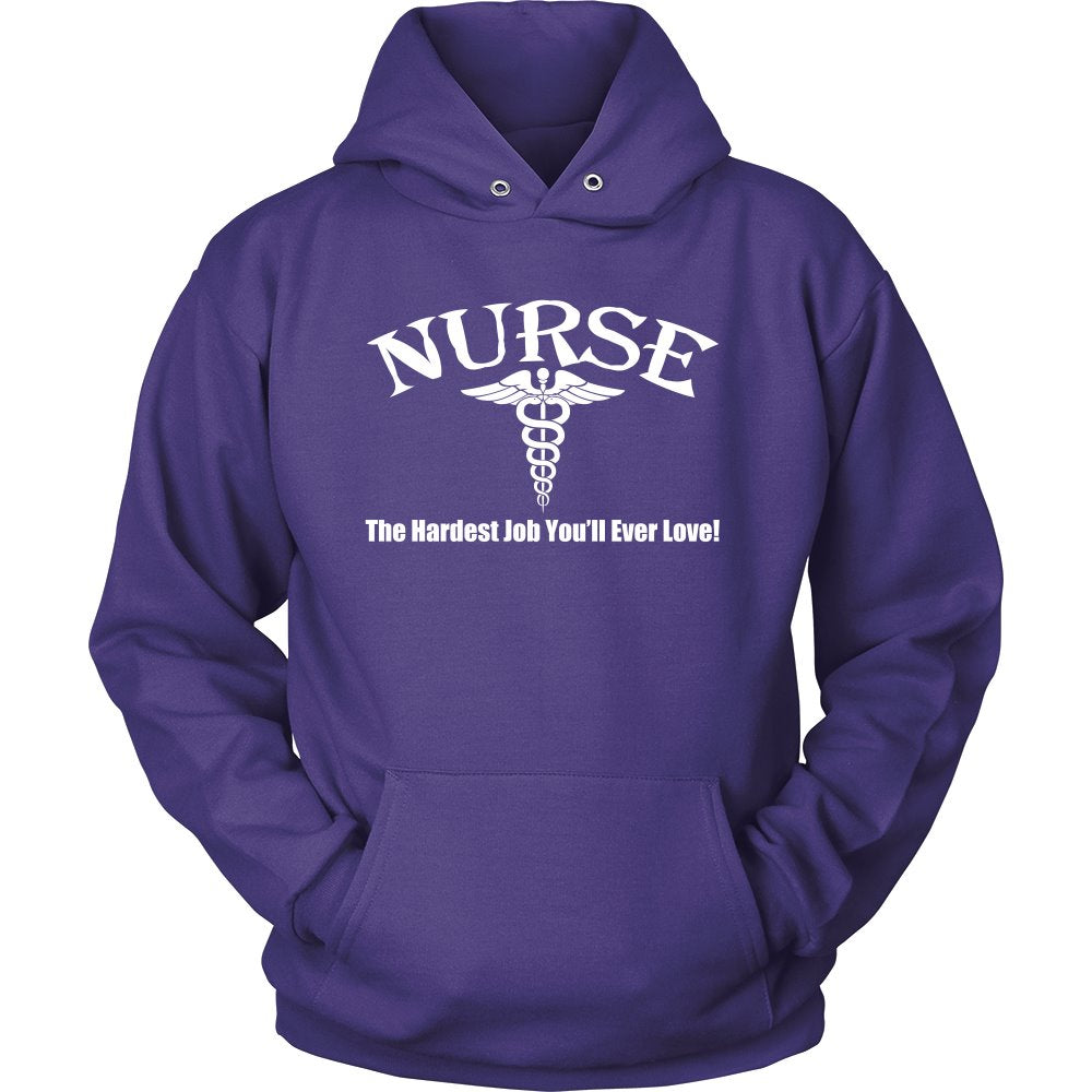 Nurse - The Hardest Job You'll Ever Love T-shirt teelaunch Unisex Hoodie Purple S