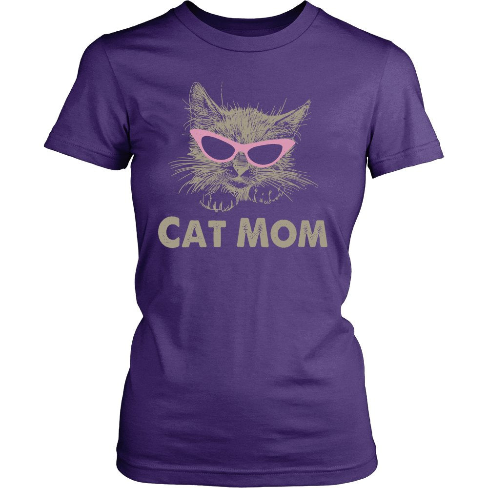 Cat Mom T-shirt teelaunch District Womens Shirt Purple S