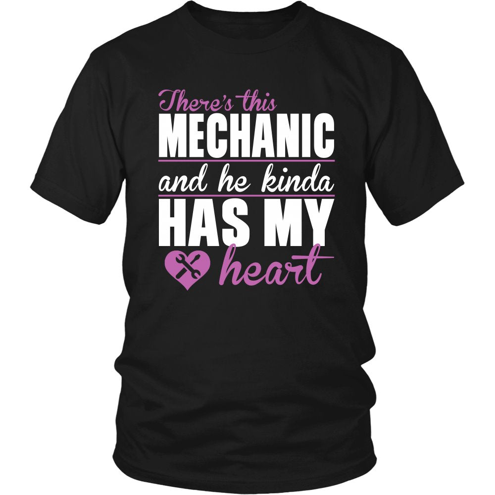 There's This Mechanic And He Kinda Has My Heart T-shirt teelaunch District Unisex Shirt Black S