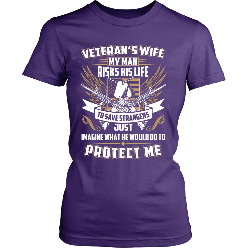Proud Veteran's Wife T-shirt teelaunch District Womens Shirt Purple S