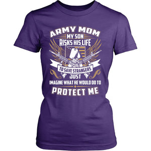 Proud Army Mom T-shirt teelaunch District Womens Shirt Purple S