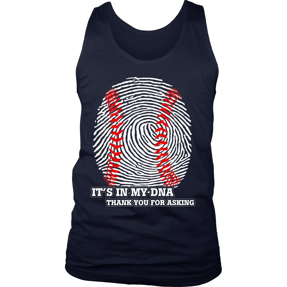 Baseball Is In My DNA - Thank You For Asking T-shirt teelaunch District Mens Tank Navy S