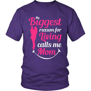 My Biggest Reason For Living Calls Me Mommy T-shirt teelaunch District Unisex Shirt Purple S