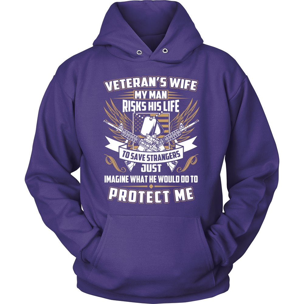 Proud Veteran's Wife T-shirt teelaunch Unisex Hoodie Purple S