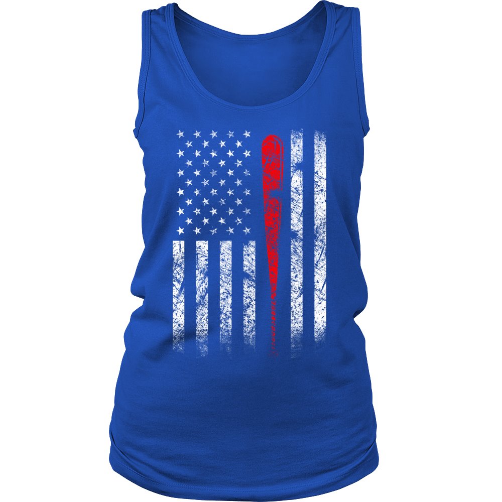 Baseball - American Flag T-shirt teelaunch District Womens Tank Royal Blue S