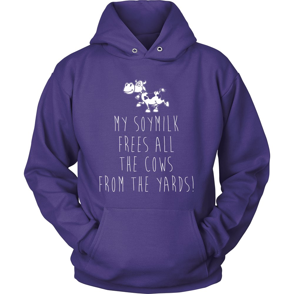 My Soymilk Free All The Cows From The Yards! T-shirt teelaunch Unisex Hoodie Purple S