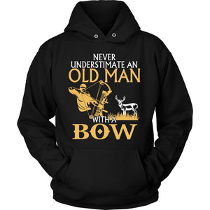 Never Underestimate An Old Man With A Bow T-shirt teelaunch Unisex Hoodie Black S