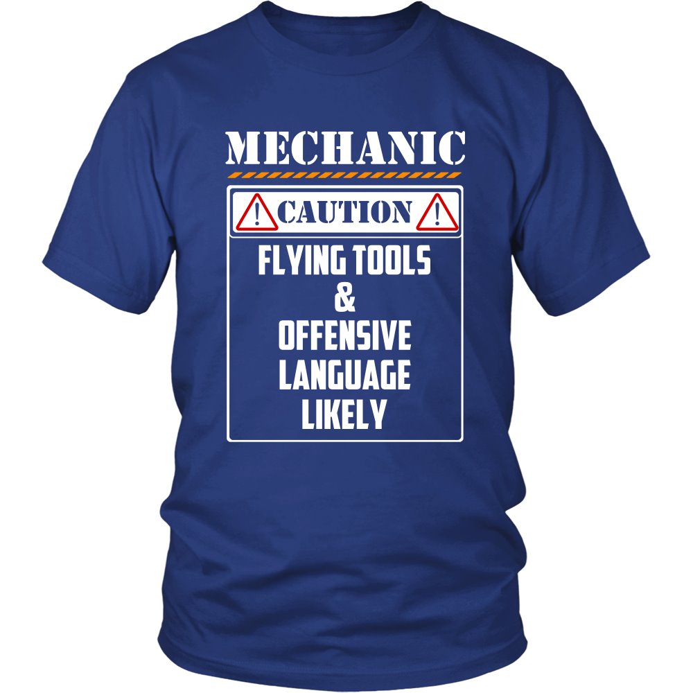 Mechanic Caution T-shirt teelaunch District Unisex Shirt Royal Blue S