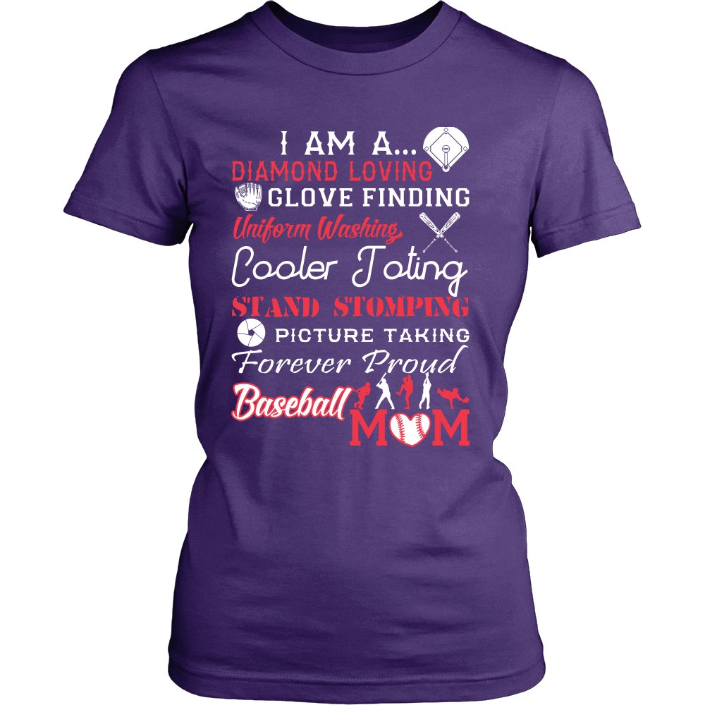I Am A Baseball Mom T-shirt teelaunch District Womens Shirt Purple S