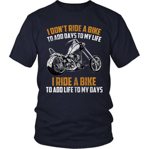 I Ride A Bike To Add Life To My Days T-shirt teelaunch District Unisex Shirt Navy S
