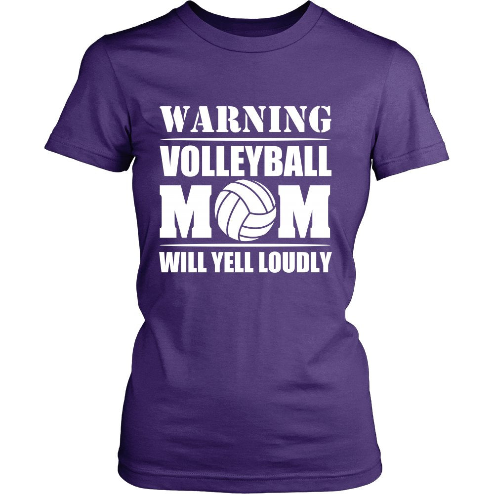 Warning - Volleyball Mom Will Yell Loudly T-shirt teelaunch District Womens Shirt Purple S