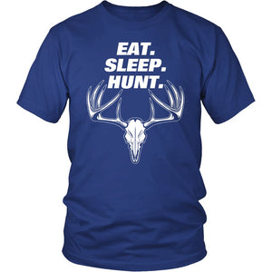 Eat. Sleep. Hunt. T-shirt teelaunch District Unisex Shirt Royal Blue S