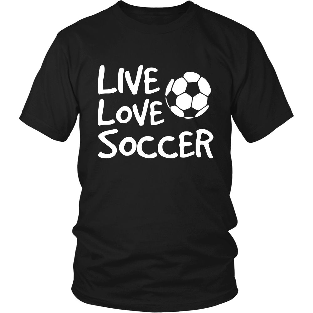 Live Love Soccer T-shirt teelaunch District Unisex Shirt Black S