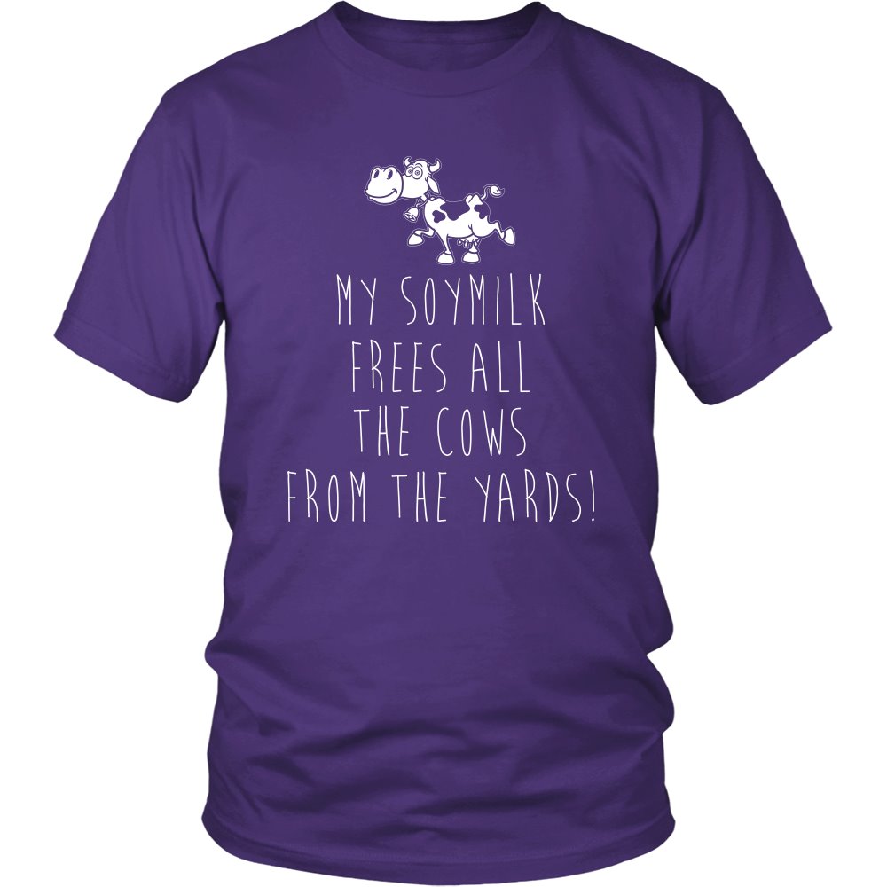 My Soymilk Free All The Cows From The Yards! T-shirt teelaunch District Unisex Shirt Purple S