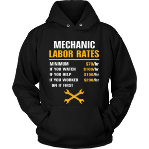 Mechanic Labor Rates T-shirt teelaunch Unisex Hoodie Black S