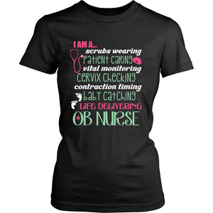 Proud OB Nurse T-shirt teelaunch District Womens Shirt Black S