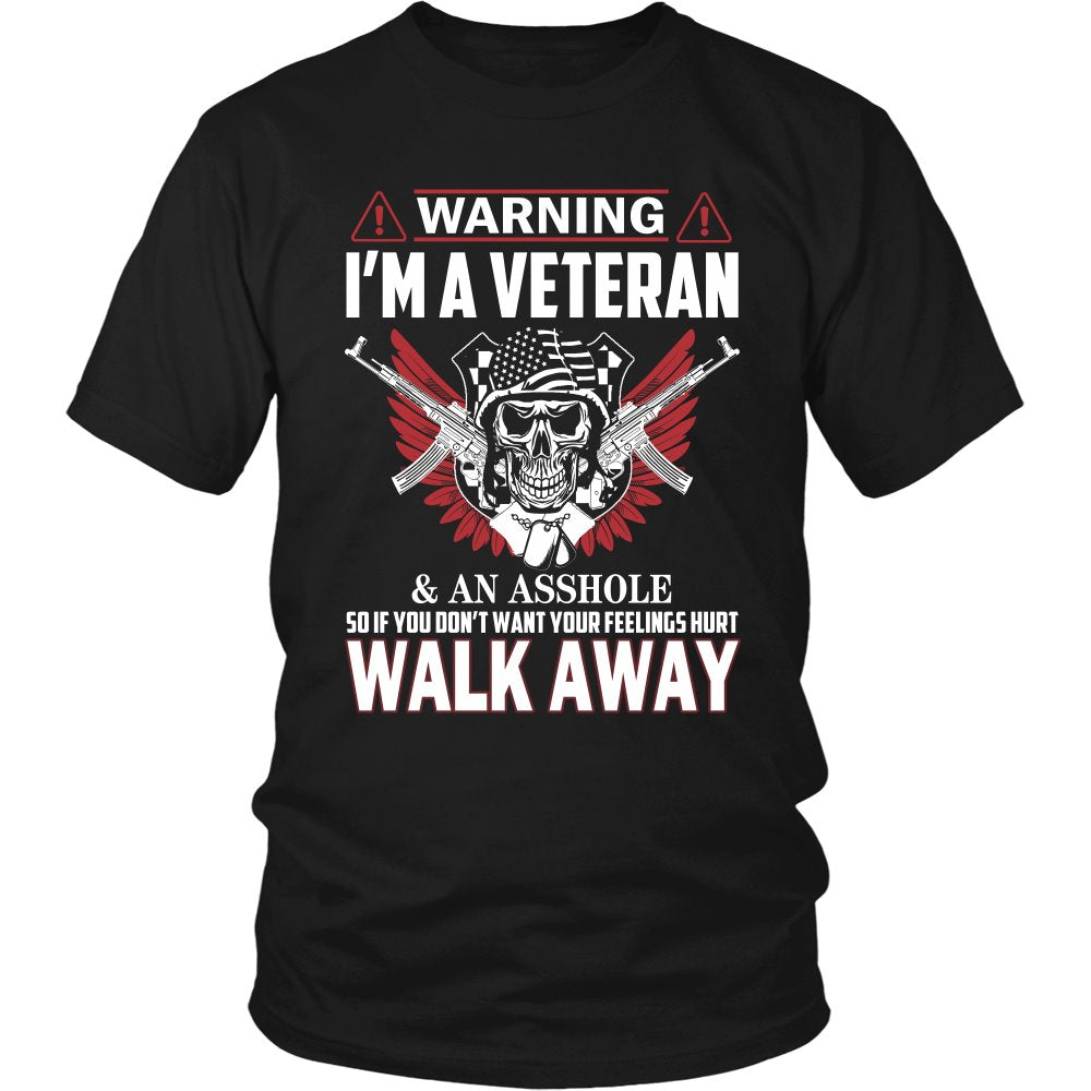 Warning - I Am A Veteran T-shirt teelaunch District Unisex Shirt Black S