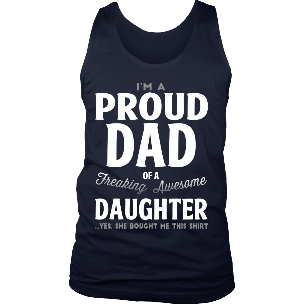 Proud Dad Of A Freaking Awesome Daughter T-shirt teelaunch District Mens Tank Navy S