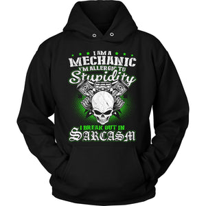 Mechanic - I'm Allergic To Stupidity T-shirt teelaunch Unisex Hoodie Black S