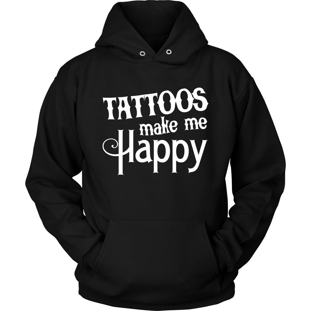 Tattoos Make Me Happy T-shirt teelaunch Unisex Hoodie Black S