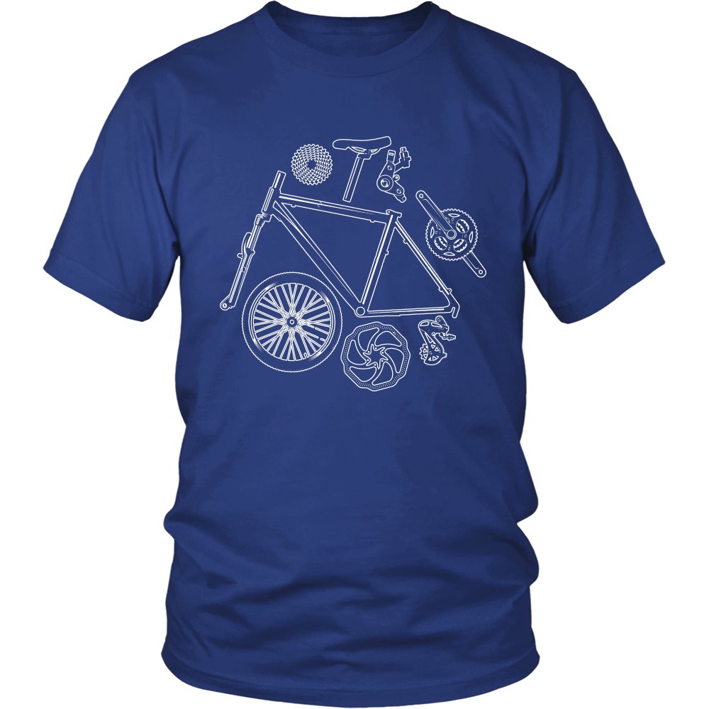 Bike Parts T-shirt teelaunch District Unisex Shirt Royal Blue S