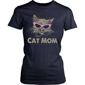 Cat Mom T-shirt teelaunch District Womens Shirt Navy S