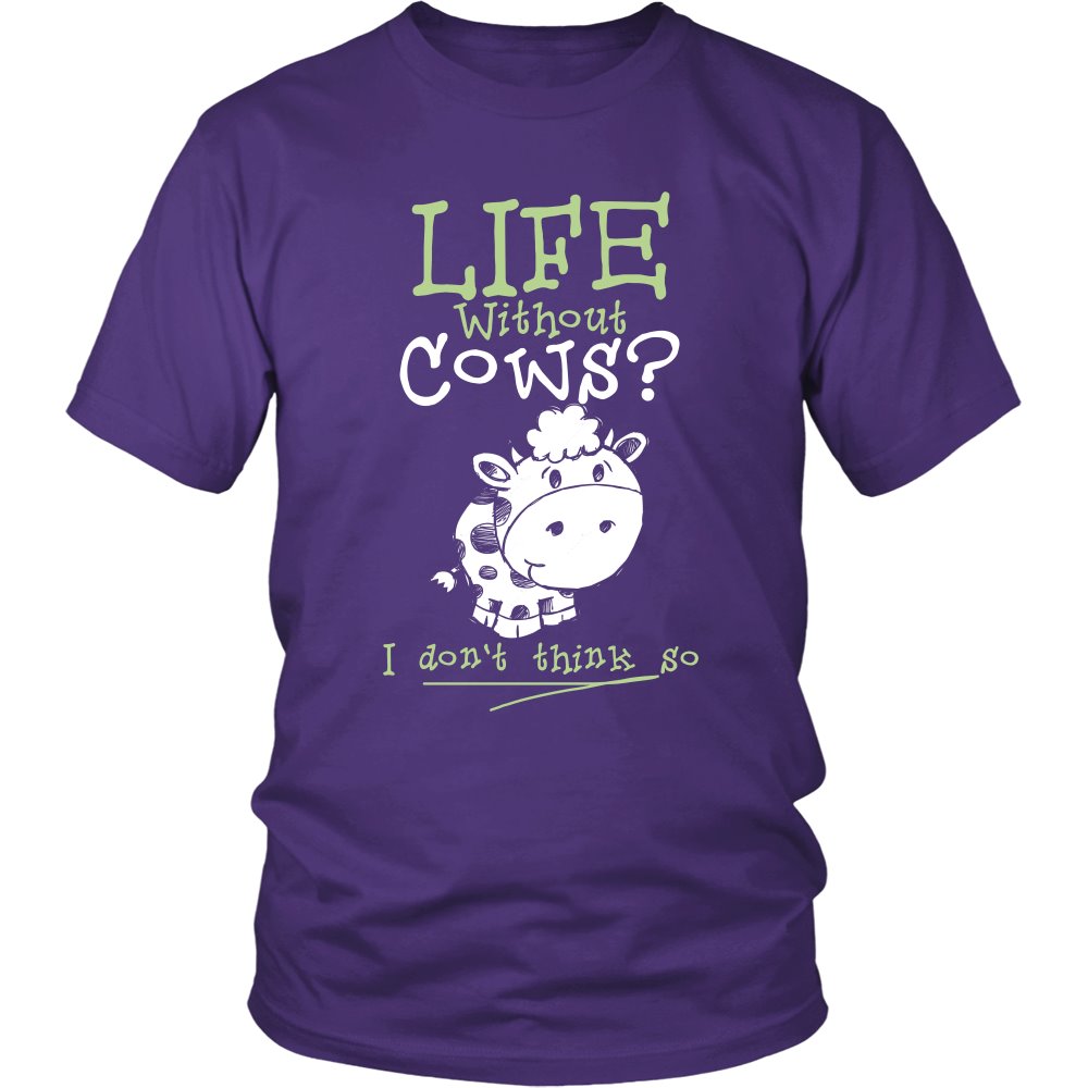 Life Without Cows? I Don't Think So! T-shirt teelaunch District Unisex Shirt Purple S
