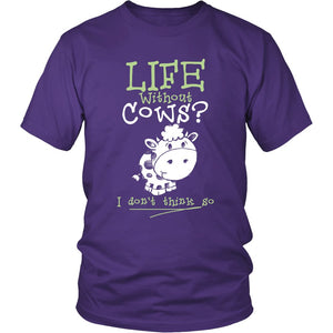 Life Without Cows? I Don't Think So! T-shirt teelaunch District Unisex Shirt Purple S