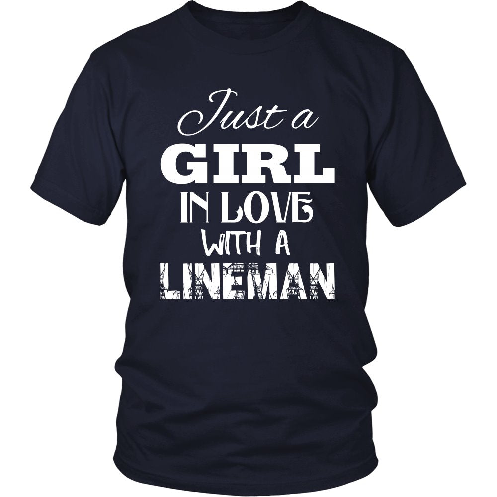 Just a girl in love with a Lineman T-shirt teelaunch District Unisex Shirt Navy S