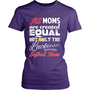 Only The Luckiest Become Softball Moms T-shirt teelaunch District Womens Shirt Purple S
