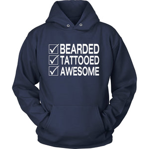 Bearded Tattooed Awesome T-shirt teelaunch Unisex Hoodie Navy S