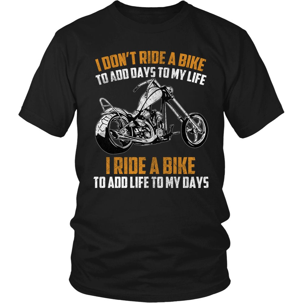 I Ride A Bike To Add Life To My Days T-shirt teelaunch District Unisex Shirt Black S