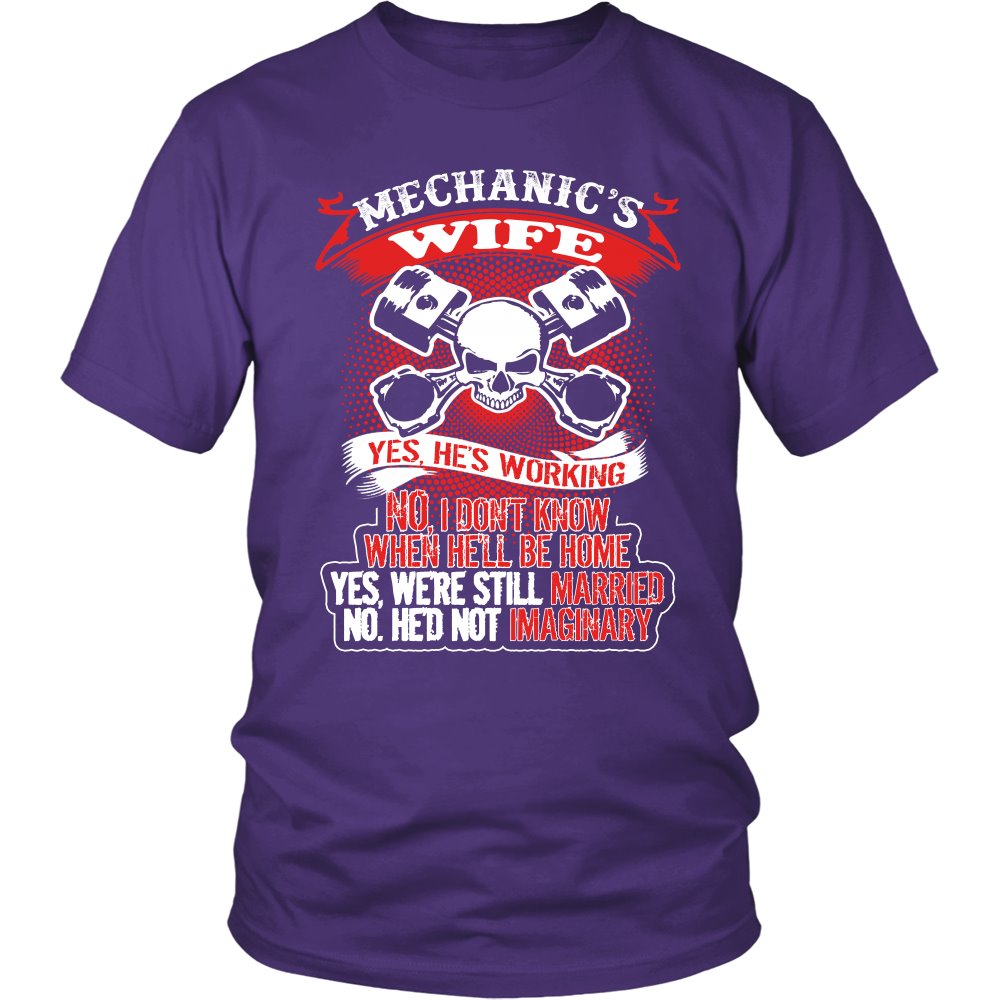 Proud Mechanic's Wife T-shirt teelaunch District Unisex Shirt Purple S