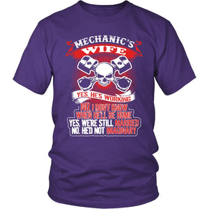 Proud Mechanic's Wife T-shirt teelaunch District Unisex Shirt Purple S