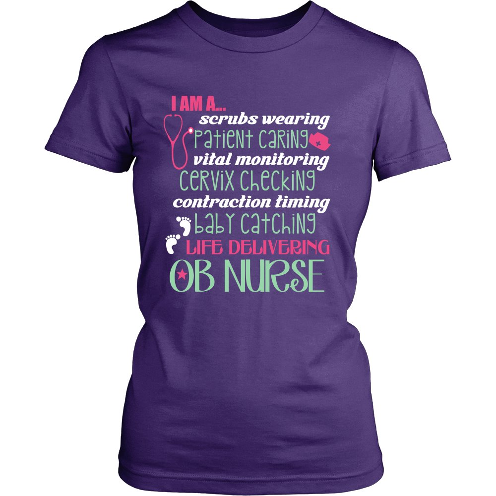 Proud OB Nurse T-shirt teelaunch District Womens Shirt Purple S