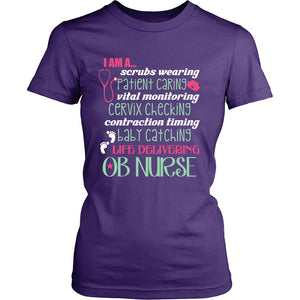 Proud OB Nurse T-shirt teelaunch District Womens Shirt Purple S