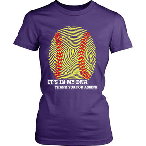 Softball Is In My DNA T-shirt teelaunch District Womens Shirt Purple S