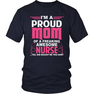 I Am A Proud Nurse Mom T-shirt teelaunch District Unisex Shirt Navy S