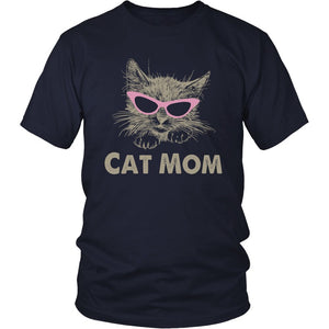 Cat Mom T-shirt teelaunch District Unisex Shirt Navy S