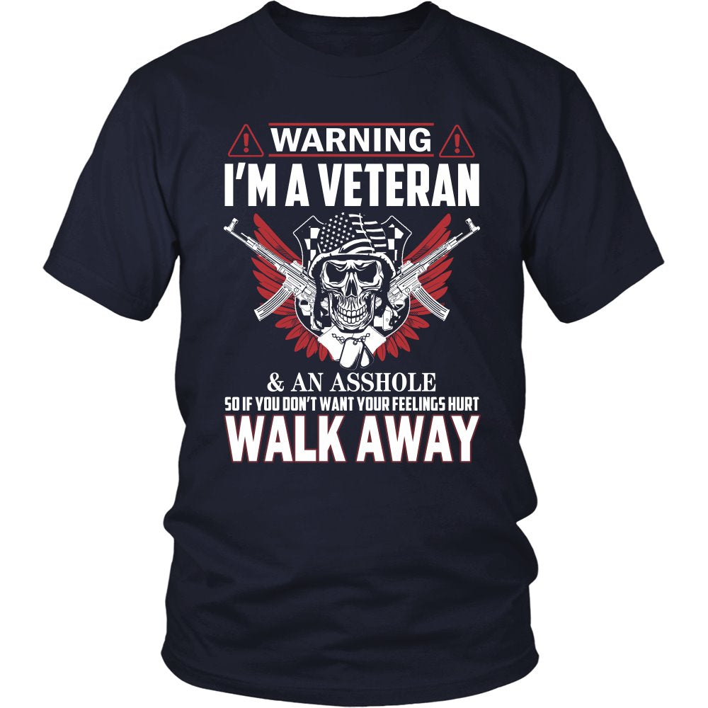 Warning - I Am A Veteran T-shirt teelaunch District Unisex Shirt Navy S