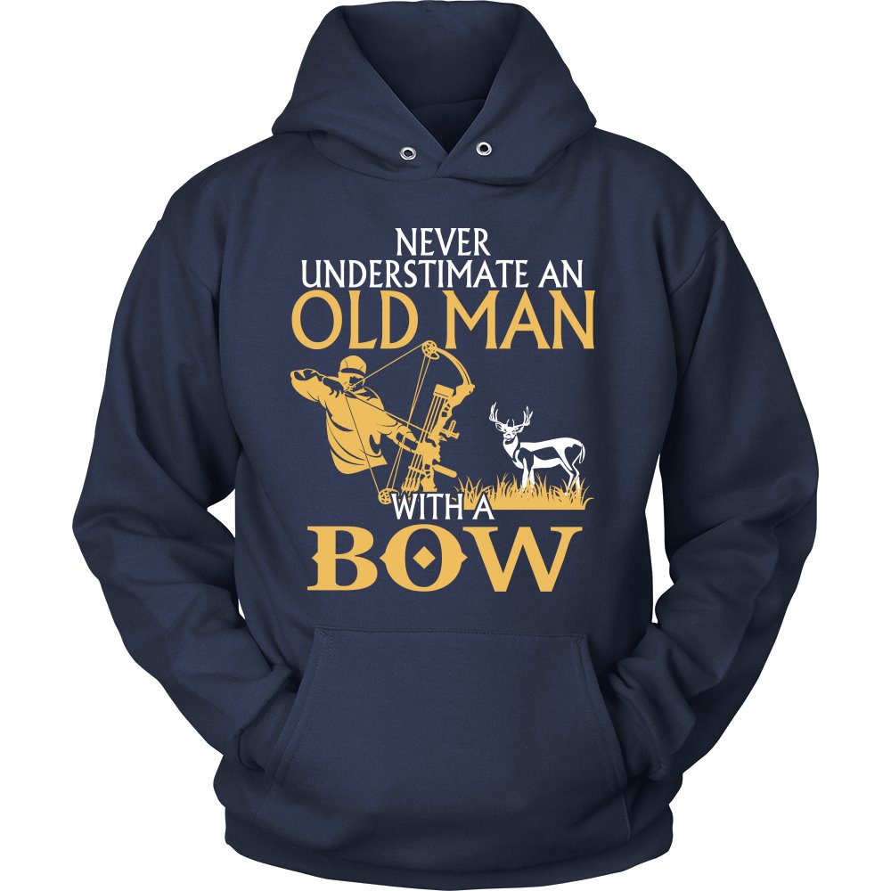 Never Underestimate An Old Man With A Bow T-shirt teelaunch Unisex Hoodie Navy S