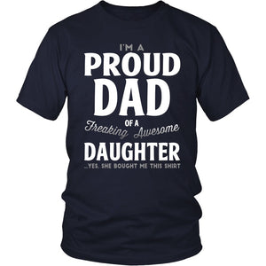 Proud Dad Of A Freaking Awesome Daughter T-shirt teelaunch District Unisex Shirt Navy S