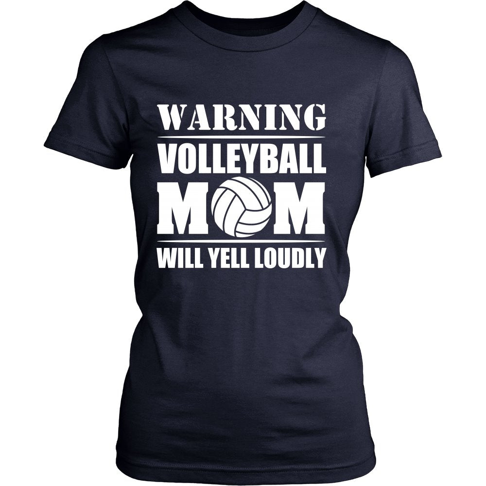 Warning - Volleyball Mom Will Yell Loudly T-shirt teelaunch District Womens Shirt Navy S